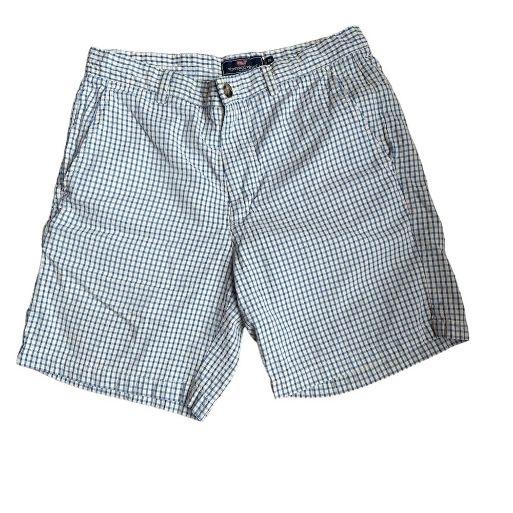Vineyard Vines size 30 seersucker shorts Breaker blue white plaid check print